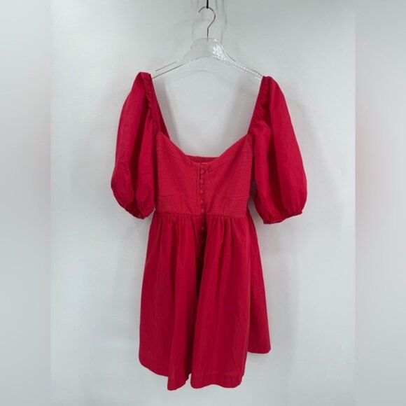 Anthropologie Maeve Red Puff-Sleeved Sweetheart Mini Dress size large - Picture 4 of 8